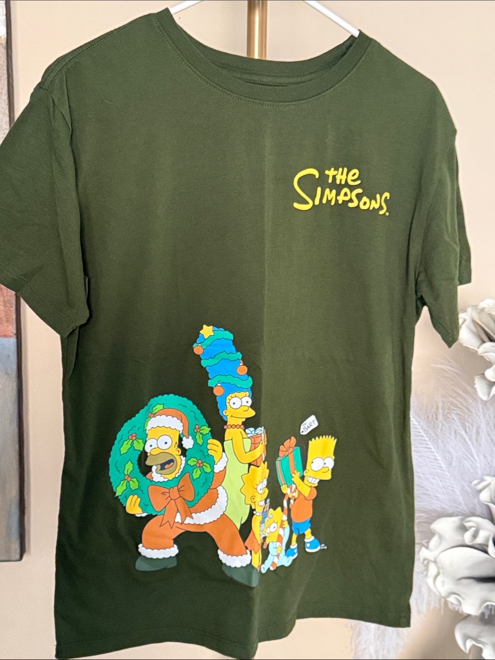 The Simpsons Olive Green Kids Holiday Graphic Tee